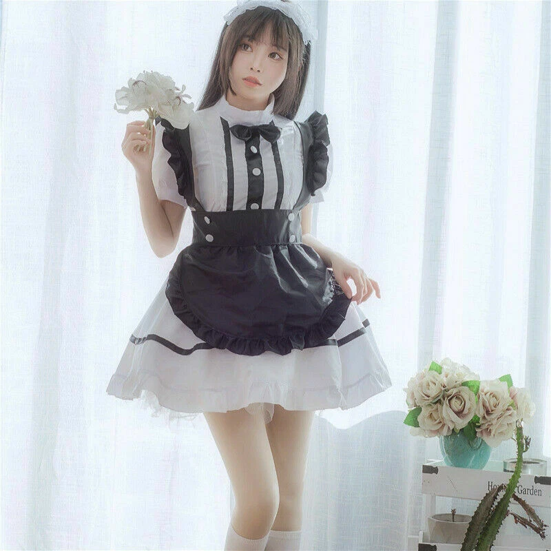Women Maid Dress Lolita Anime Cosplay Costume Japanese Uniform Waitress Cute New - Image 4 of 4