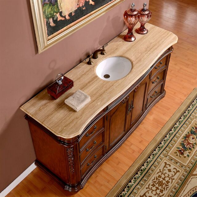 72 Inch Wide Travertine Top Large, 72 Vanity Cabinet Only
