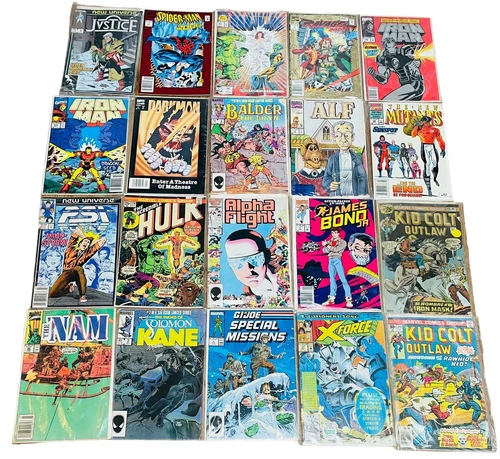 Marvel Comics Mix Lot Of 20 InPlastic FairCondition Spider-Man Iron Man Hulk VTG