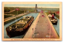 Steamer at New WELLAND Ship Canal Ontario Canada, CLEVELANDER & Kindersley