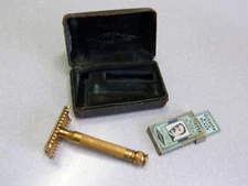 Vintage Gillette 1930 Oxford New Ball Handle Double Edge Safety Razor Set CLEAN
