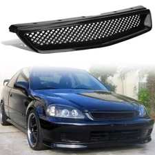 Black Front Upper Hood Grille Mesh Grill For 1999 2000 Honda Civic JDM Type 99