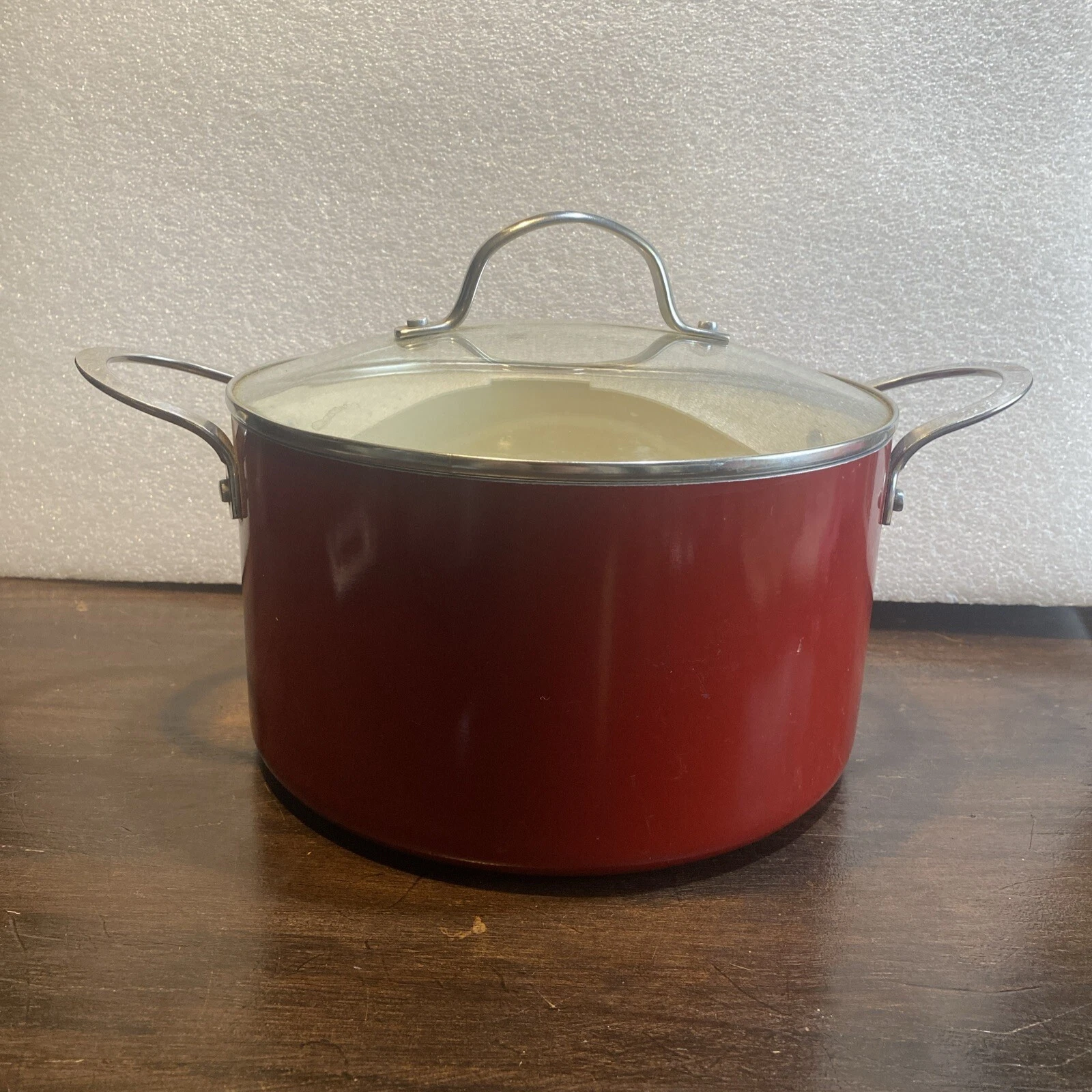 Food Network Red 6qt Quart Covered Stockpot With Lid Cooking Pot