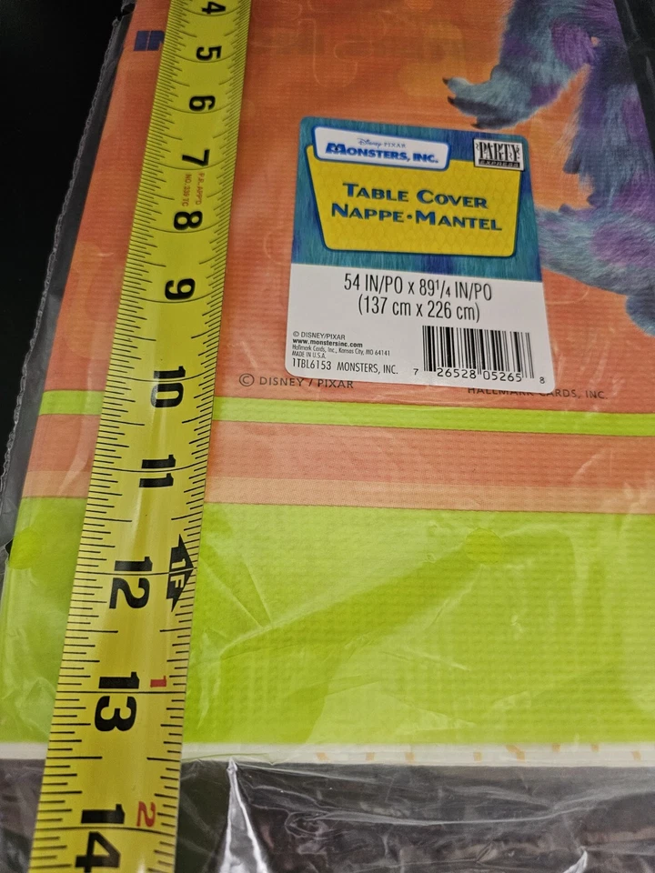 Disney Pixar Monsters Inc NIP Table Cover 54”x89” Disposable Table Cloth Party - Image 4 of 4