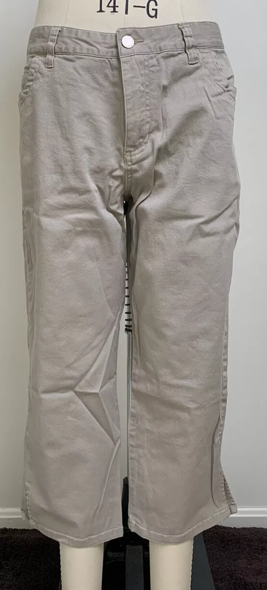 Cherokee Khaki Stretch Crop Capri Pants Cotton Spandex Pockets 6
