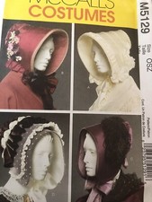 LADIES 4 HISTORICAL BONNETS RETRO HATS COSTUME UNCUT PATTERN McCalls 5129