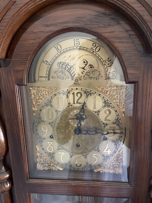RARE '83 Ridgeway Grandfather Clock Tall Case Golden Moon Dial