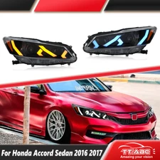 Pair LED Headlights For 2016 2017 Honda Accord Sedan 4Door Halogen Upgrade Kit