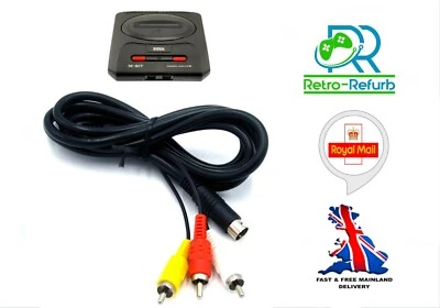 RETRO-REFURB Sega Megadrive 2 TV AV Cable RCA Video Audio Composite Lead NEW - UK FAST POST