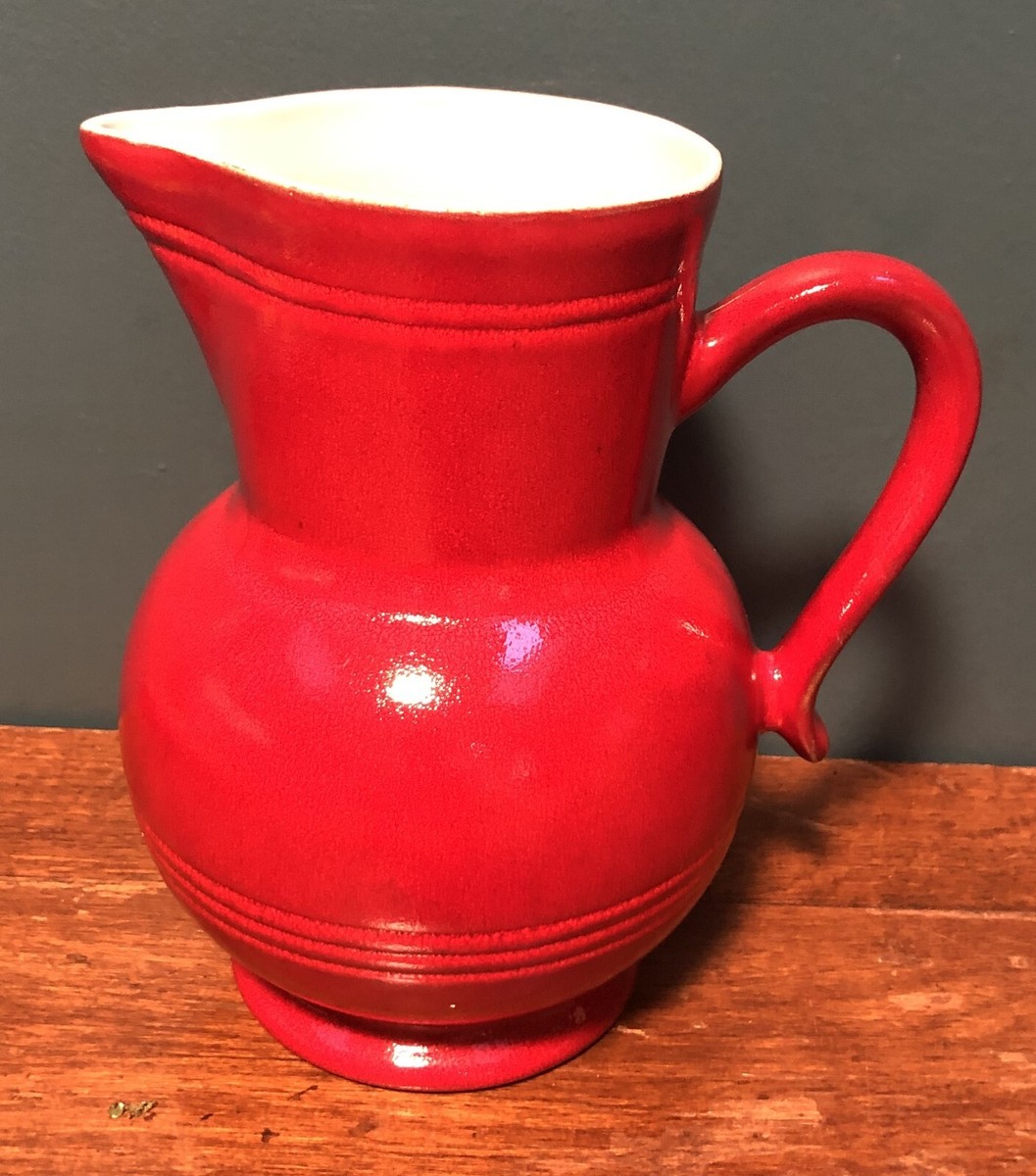 Beautiful Red Emile Henry Pottery 1.3 L Ceramic Pitcher Made In