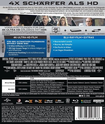JASON BOURNE-4K (MATT DAMON, JULIA STILES,...) 2 ULTRA HD BLU-RAY NEU 