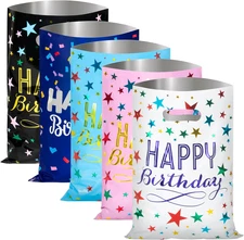 40 PCS Birthday Party Favor Bags – 5 Colors with Handles