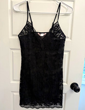 Vintage Victoria's Secret Black Floral Lace Cami Slip Dress M Y2K