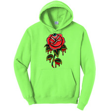 NEW Art Society EYEBALL ROSE NEON GREEN Hoodie SMALL-4XLARGE MADE IN USA