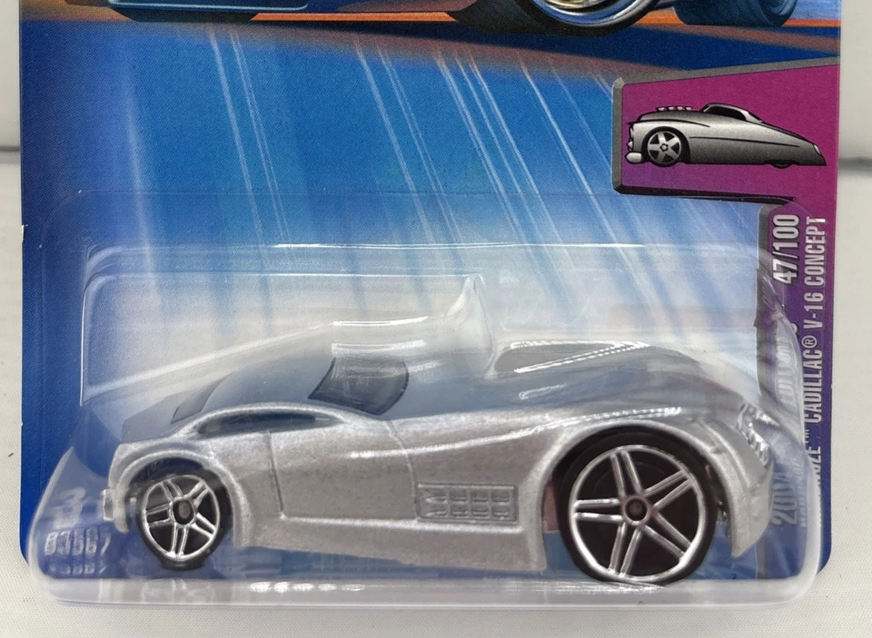 Hot Wheels 2004 primeras ediciones 47/100 plateado Hardnoze Cadillac V-16 Concept. Nuevo Foto 3 de 4