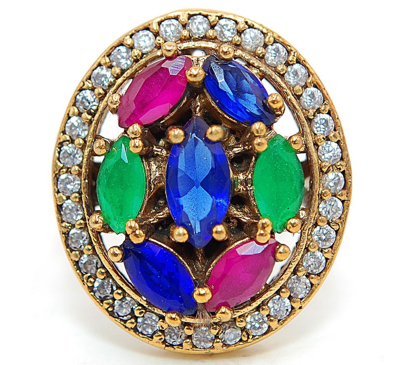 Ottoman 3CT Heat Treated Green Tourmaline 925 Sterling Silver Ring Sz 8 H4-4