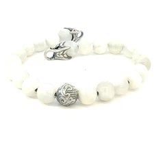 David Yurman Moonstone Engraved Bead Bracelet 8" Sterling Silver Estate DY671