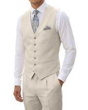 High-End Suits Linen Suits for Men Beach Summer Wedding Groomsmen 2 Piece Sil...