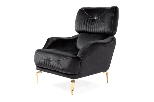 Designer Schwarzer Textil Sessel Einsitzer Modern Polster MöBel Wohnzimmer-image