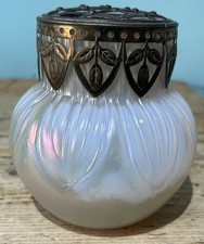 KJS3298 Iridescent Bohemian Kralic? Jugendstil gefasste Glanzglas Rosenschale 