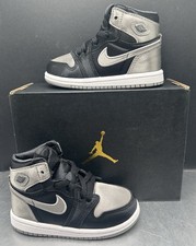 New Toddler Baby Nike Air Jordan High OG Shoes Black Metallic Gray White Size 7C