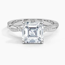 2.00 Ct Asscher Cut F VS1 Twisted Vine Lab Grown Diamond Ring in 14K White Gold
