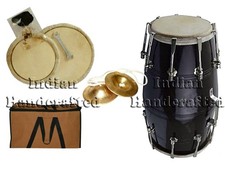 Professional Dholak Drum 17&rdquo; + Brass Manjeera Set | Nut Bolt Tunable Indian Folk