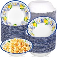 Paper Bowls Disposable Lemon Blue Floral Party Wedding Baby Shower 100pc 6in