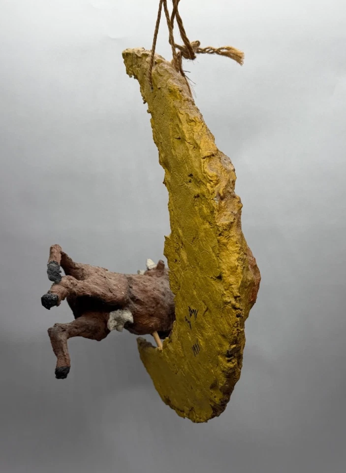 1970-е винтажная американская народная художественная бумажная маша корова луна детский стишок - Изображение 4 из 4