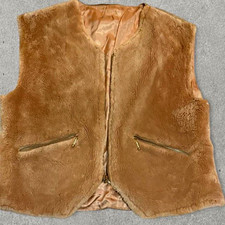 Vintage 1970s Faux Fur Genuine Leather Vest Boho Western