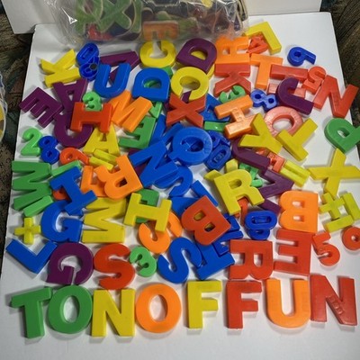 Magnetic Letters Numbers Different Sizes Colors + Bag Of Cardboard Letters