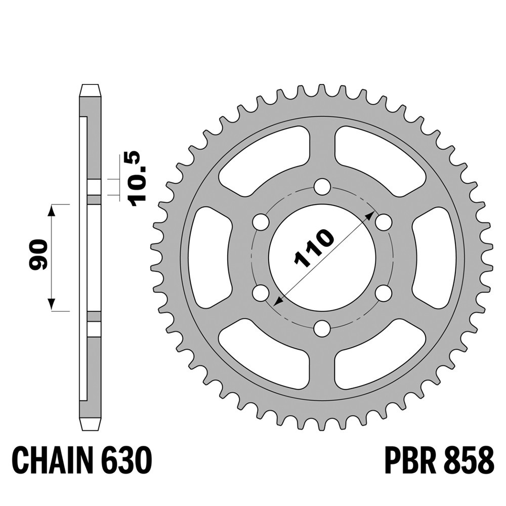 Pignon arrière PBR pas 630 acier pour rouler sereinement en moto vintage Yamaha TR-1 1000