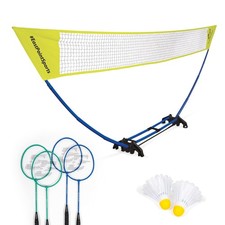 Badminton Set with 5ft Net, 4 Rackets, 2 Shuttlecocks for Backyard Fun