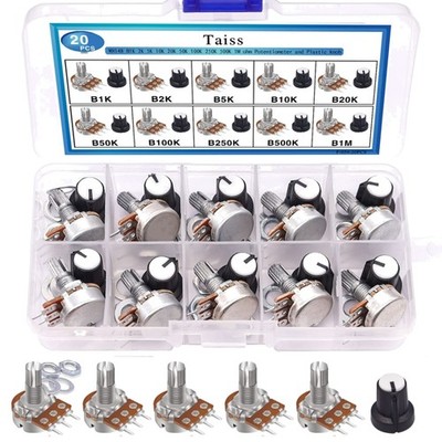 Potentiometer Kit, 20 Stück, Linear, B1K 2K 5K 10K 20K 50K 100K 250K 500K 1M,...