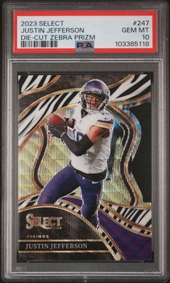 2023 Panini Select - Club Level Justin Jefferson #247 Zebra Prizm