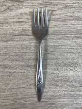 Oneidacraft Deluxe Stainless Flatware Baby Fork 4.25" Lasting Rose MCM