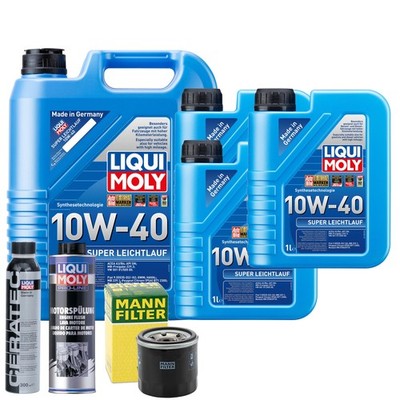 Motoröl 10W40 LIQUI MOLY Super Leichtlauf 8L +MANN Ölfilter +Spülung +Cera Tec