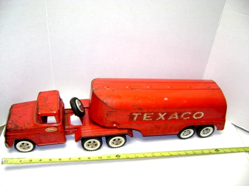 Vintage Pressed Steel  Tandem 1960's Semi Tonka-Buddy L Texaco Tanker Old Custom