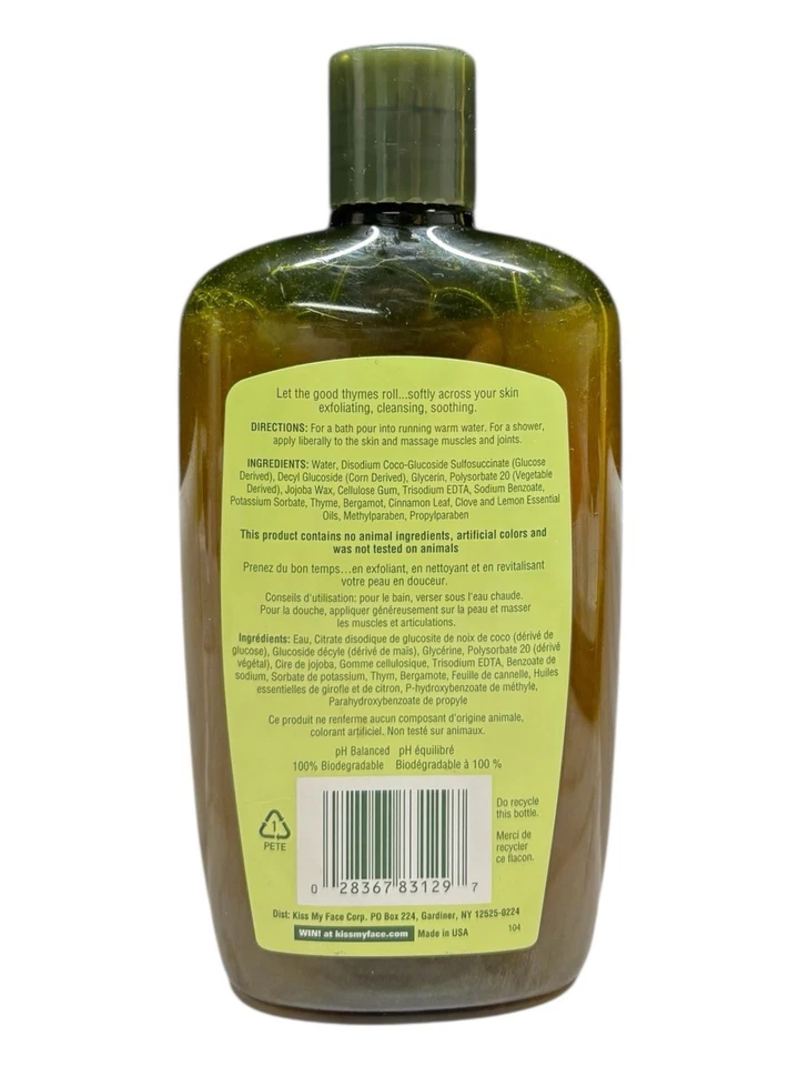 Gel de ducha y baño espumoso Kiss My Face ROUGH TOMILLO 16 pisos canela clavo limón Foto 3 de 3