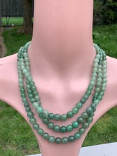 Silver jade 3 strand necklace vintage 133.6 grams