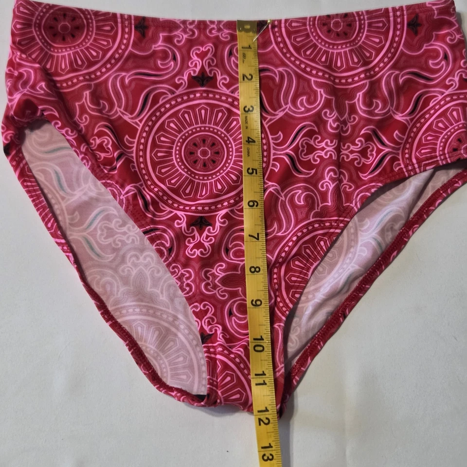 NWOT Venus High Rise Bikini Bottom Red Mandala Print Sz 6 Moderate Coverage - Image 3 of 4