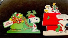 VTG 2 Peanuts Snoopy  Woodstock Christmas Die Cut United Feature Syndicate
