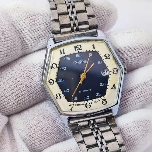 ⭐ VINTAGE Soviet watch Slava hexahedron mechanical 2428 26 jewels Made in USSR