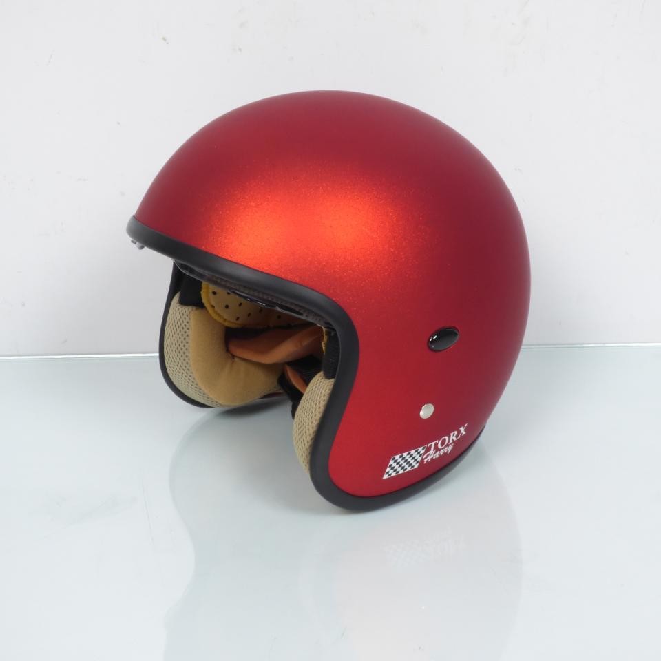 Casque jet Torx Harry Glitter Matt Red en taille L pour deux roues