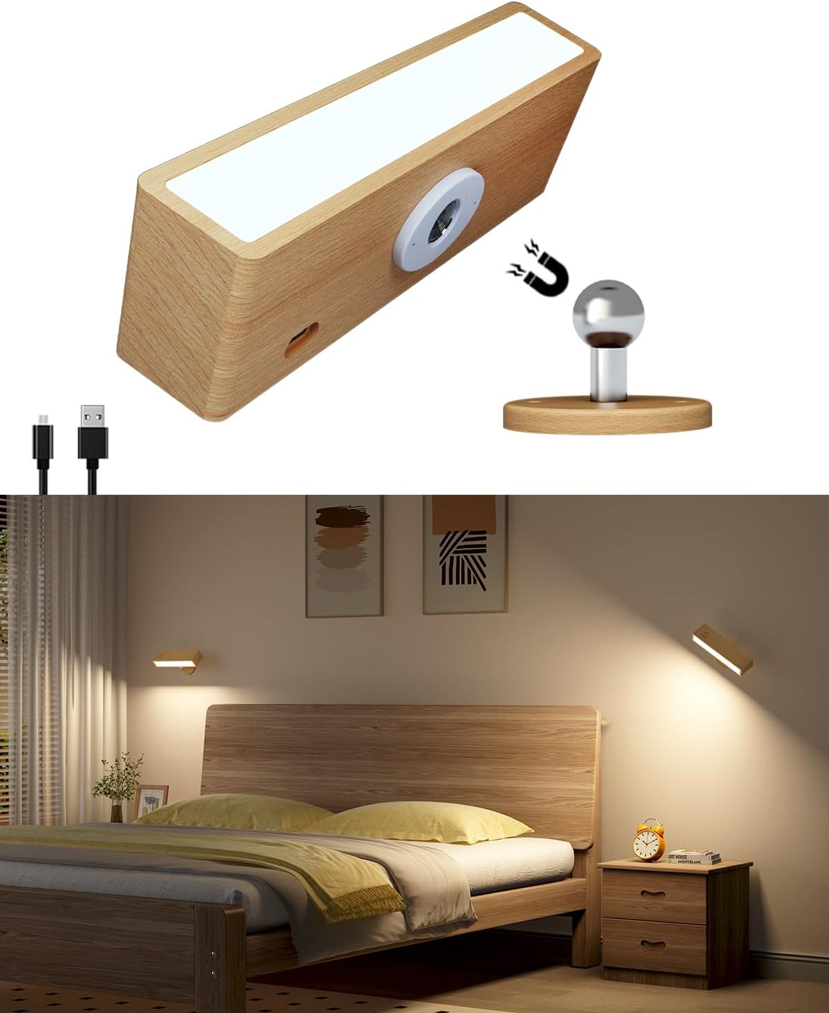 Applique Parete Interno Batteria Ricaricabile: Luce Comodino Senza Fili