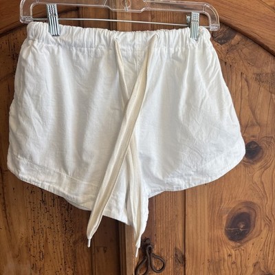 Anna Rae White Cotton Elastic Waist  Shorts Size Small