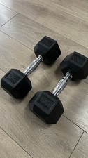Hex Dumbbells Pair 10kg Each Rubber Coated Home Gym Weights
