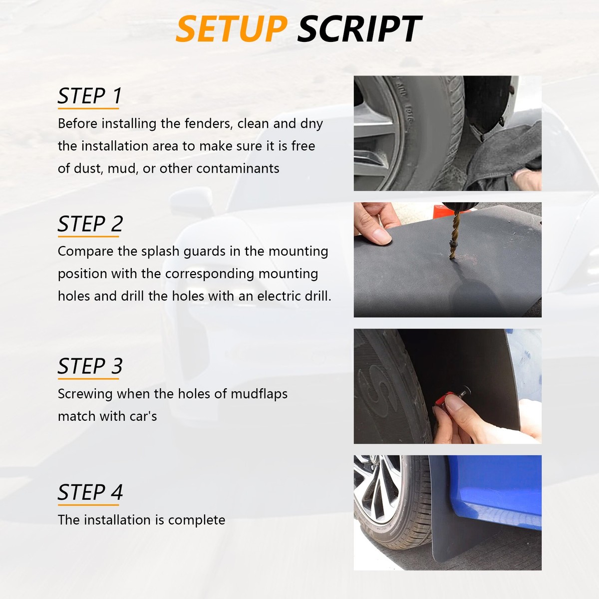 Toyota Series Mud Flaps 4pcs,Including Toyota Tacoma 2016-2024&OEM Style,Toyota RAV4 2019-2024