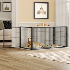Large Dog Cage 63.7" Metal Wire Kennel With Top Cover Black