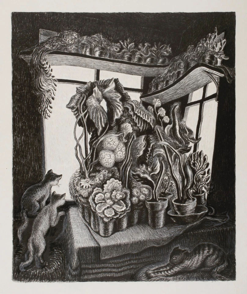 Wanda Gag: Winter Garden (Cats and Flowers) Archival Quality Fine Art Print